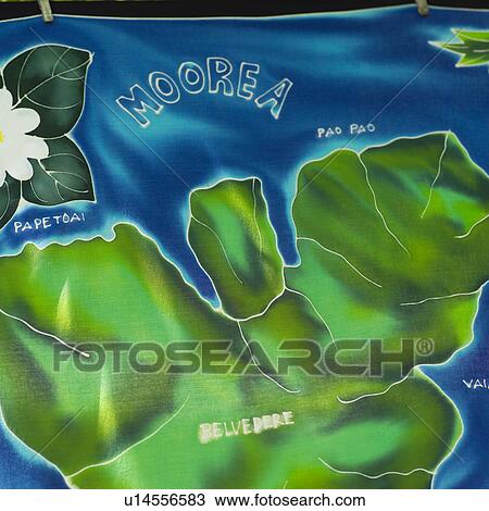 Stock Image - Map of Moorea Tahiti on Beach Towel. Fotosearch