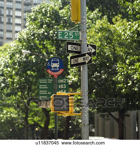 Street direction signs, New York City View Large Photo Image Stock Photography - Street direction signs, New York City. Fotosearch