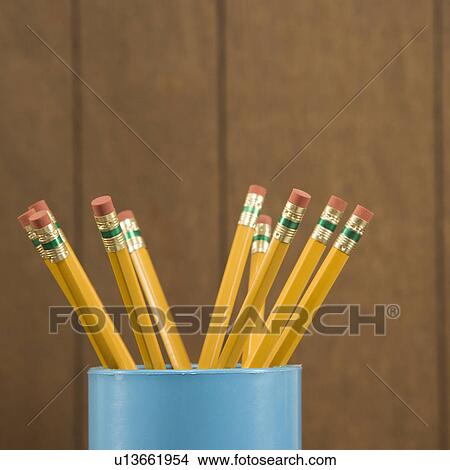 Close-up of a cup filled with wooden pencils View Large Photo Image Picture - Close-up of a cup filled with wooden pencils. Fotosearch