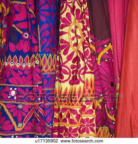 Stock Image - Close up of colorful fabric. Fotosearch