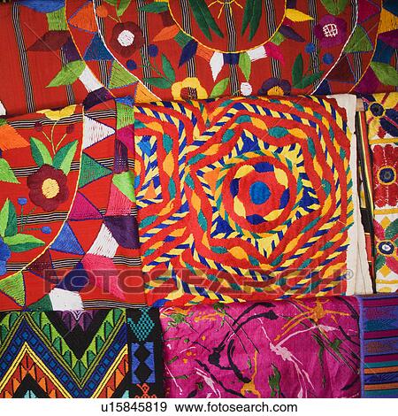 Stock Photo - Close up of colorful tapestries. Fotosearch