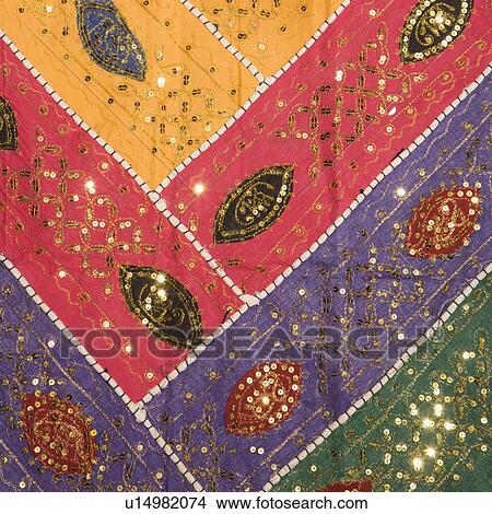 Colorful Mexican fabric with leaf pattern View Large Photo Image Picture - Colorful Mexican fabric with leaf pattern. Fotosearch