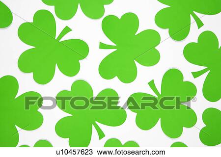 Group of green paper shamrocks on white View Large Photo Image Stock Image - Group of green paper shamrocks on white. Fotosearch