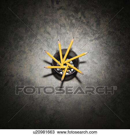 High angle view of pencils arranged in pencil holder on textured background View Large Photo Image Stock Image - High angle view of pencils arranged in pencil holder on textured background. Fotosearch