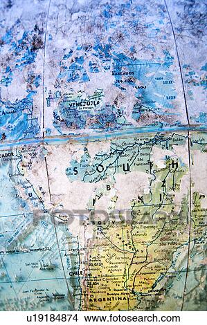 Old weathered globe focusing on South America View Large Photo Image Picture - Old weathered globe focusing on South America. Fotosearch
