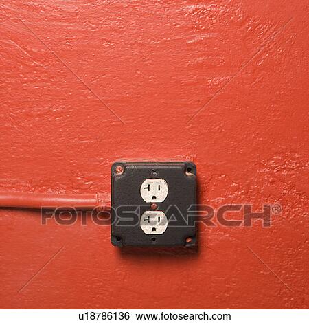 Red wall with electrical outlet View Large Photo Image Stock Photograph - Red wall with electrical outlet. Fotosearch