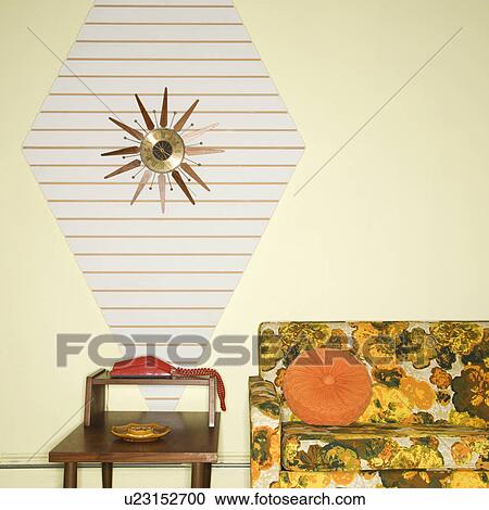 Room decorated with colorful retro furniture. View Large Photo Image Stock Image - Room decorated with colorful retro furniture.. Fotosearch