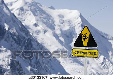 Danger crevasses sign View Large Photo Image Stock Photo - Danger crevasses sign. Fotosearch