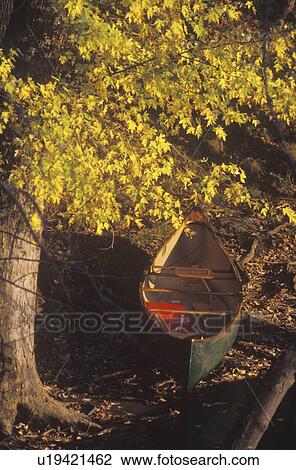 Canoe in Autumn View Large Photo Image Stock Image - Canoe in Autumn. Fotosearch