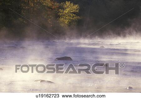 Stock Image - Housatonic River with Morning Mist. Fotosearch