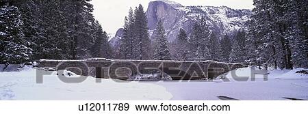 Stock Photo - Panoramic view of bridge in winter. Fotosearch