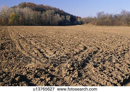 Stock Photo - Plowed field at edge of woods. Fotosearch