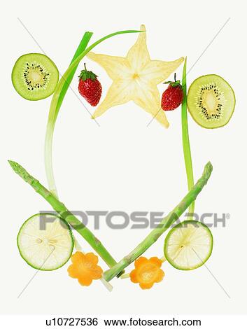 キーウィの フルーツ 野菜 フルーツ フレーム いちご アスパラガス 画像コレクション U Fotosearch