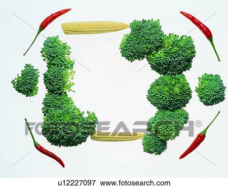Cadre Bord Chou Fleur Legume Vert Banque De Photo U Fotosearch