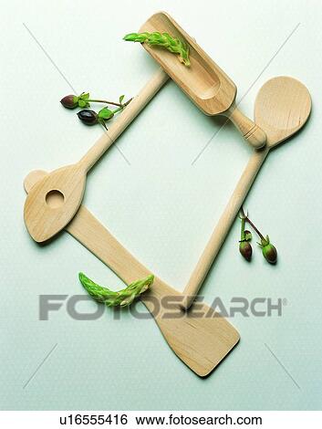 Stock Photograph - frame, cook, rim, spoon, vegetable. Fotosearch