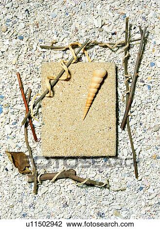 Stock Image - frame, rim, stone, branch. Fotosearch