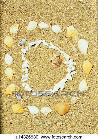Stock Image - rim, heart-shaped, seashell, frame, stone. Fotosearch