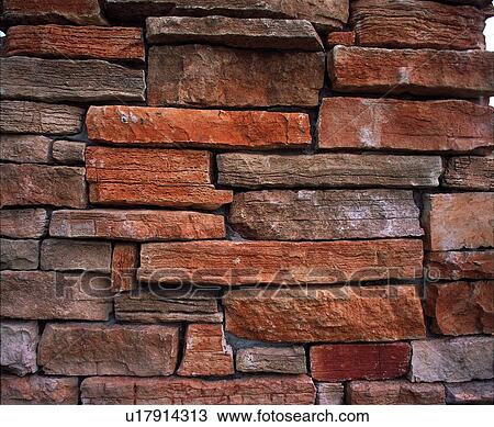 Stock Image - stone, brick, wall, brick wall, red. Fotosearch