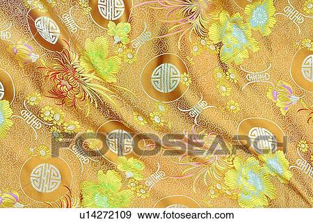 Stock Photo - Design, Pattern, Golden, Fold, Backgrounds, Chinese Cloths, Sheet. Fotosearch