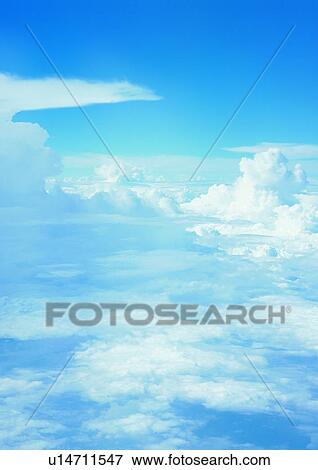 Stock Photo - Cloudscape, Fluffy, Cluster, Formation, Backgrounds. Fotosearch