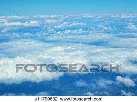 Stock Image - Fluffy, Cluster, White, Scenics, Cloudscape. Fotosearch
