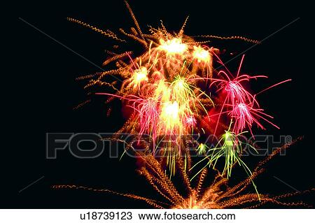Stock Image - , Black Background, Bright, Celebration, Darkness. Fotosearch