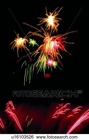 Stock Photograph - Darkness, Shower, Celebration, Event, Sparkle, Black Background. Fotosearch