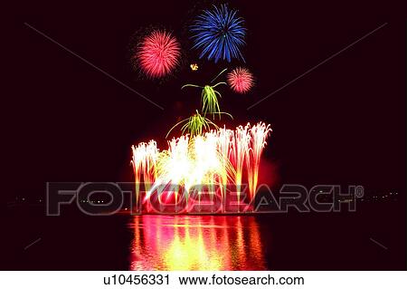 Stock Image - Light, Bright, Black Background, Shower, Pattern. Fotosearch