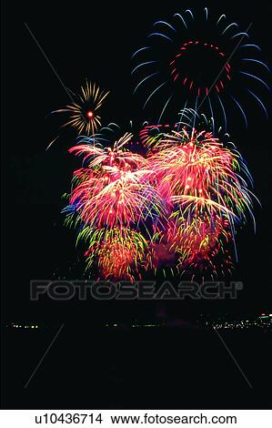 Night, Sky, Exploding, Black Background, Firework Display, Darkness View Large Photo Image Picture - Night, Sky, Exploding, Black Background, Firework Display, Darkness. Fotosearch