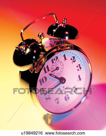 Stock Photograph - numerals, clock, needles, digits, retro, metallic. Fotosearch