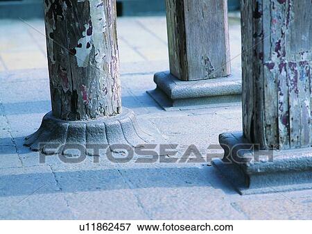 Stock Photo - pillar, sun light, shadow, ground. Fotosearch