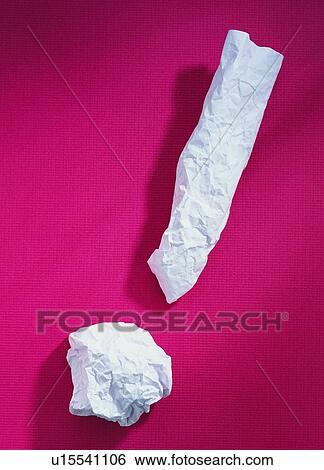 Stock Photograph - indoor, light, paper, material, exclamation mark, light. Fotosearch