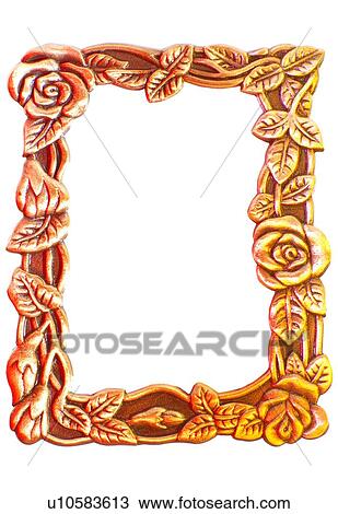 Stock Image - copper, yellow, rose, carving, rim, flower. Fotosearch