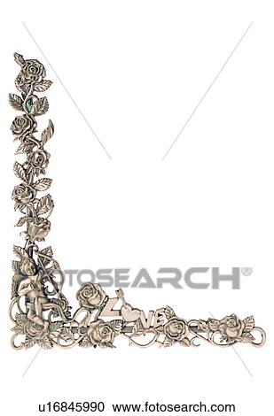Stock Image - flower, frame, metal, copper, brown, classical. Fotosearch