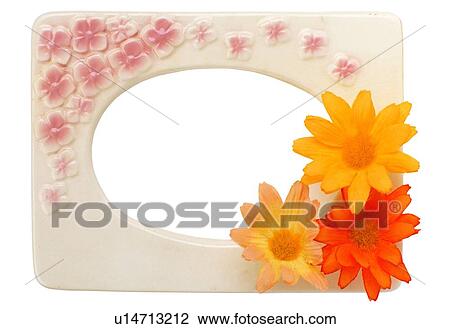 Stock Image - flower, orange, frame, pink, yellow, rim. Fotosearch