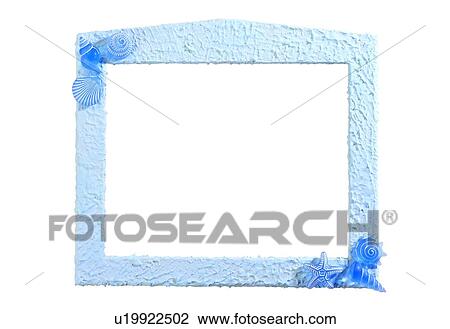Stock Image - rim, frame, blue, seashell. Fotosearch