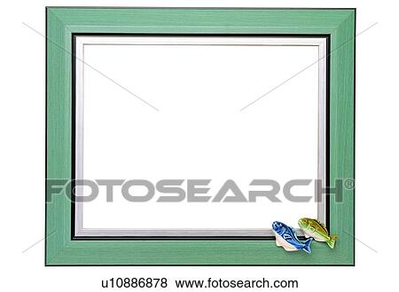 Stock Photo - rim, frame, green, fish, wood. Fotosearch