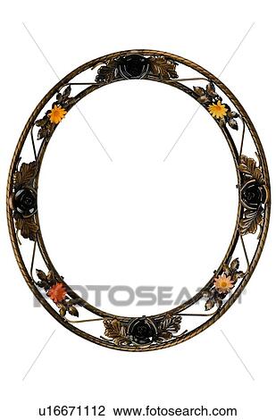 Stock Image - rim, frame, metal, copper, flower. Fotosearch