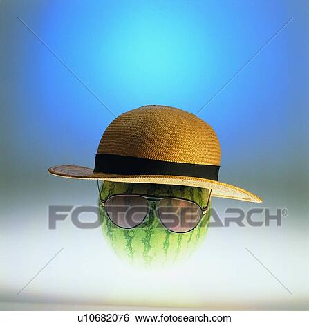 Stock Photograph - hat, watermelon, glasses, funny. Fotosearch