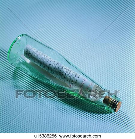 Stock Photograph - massage, bottle, letter, glass. Fotosearch