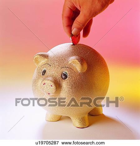 pig, piggy bank, hand, coin View Large Photo Image Stock Photo - pig, piggy bank, hand, coin. Fotosearch