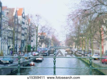 Stock Image - canal, sky, outdoor, street, Europe, mood. Fotosearch