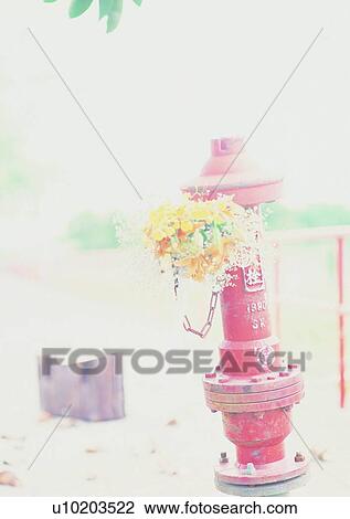 Stock Image - fire hydrant, bicycle, mood, background, hat, romantic, bridge. Fotosearch