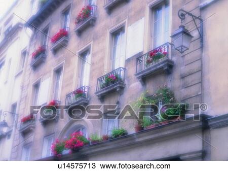 outdoor, Europe, building, balcony, soft focus, flower View Large Photo Image Stock Image - outdoor, Europe, building, balcony, soft focus, flower. Fotosearch