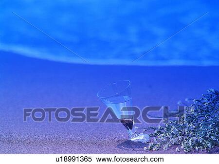 Stock Photography - plant, flower, sand, ocean, glass, wine. Fotosearch