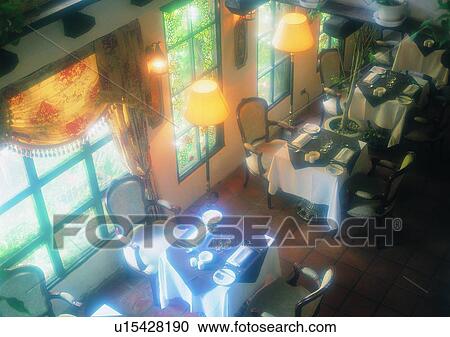 Stock Image - romantic, lamp, dine, soft focus, sheet, window. Fotosearch
