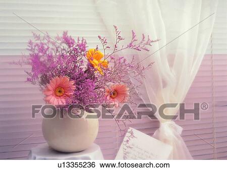 setting, flower, window curtain, screen, romantic, mood View Large Photo Image Stock Photograph - setting, flower, window curtain, screen, romantic, mood. Fotosearch
