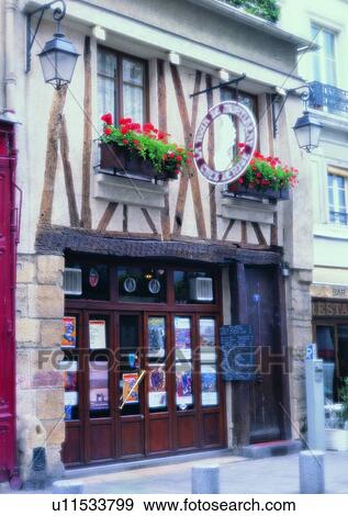 Stock Photo - shop, store, balcony, window, outdoor, Europe. Fotosearch