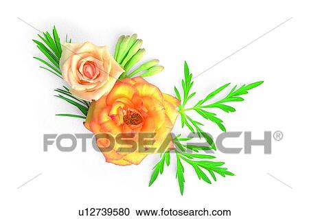 Stock Image - flower, rose, plant, leaf, yellow. Fotosearch