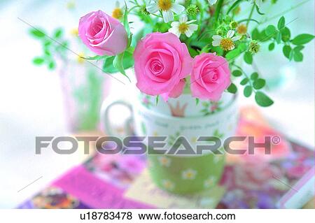 leaf, flower, table, cup, rose, plant View Large Photo Image Stock Photo - leaf, flower, table, cup, rose, plant. Fotosearch